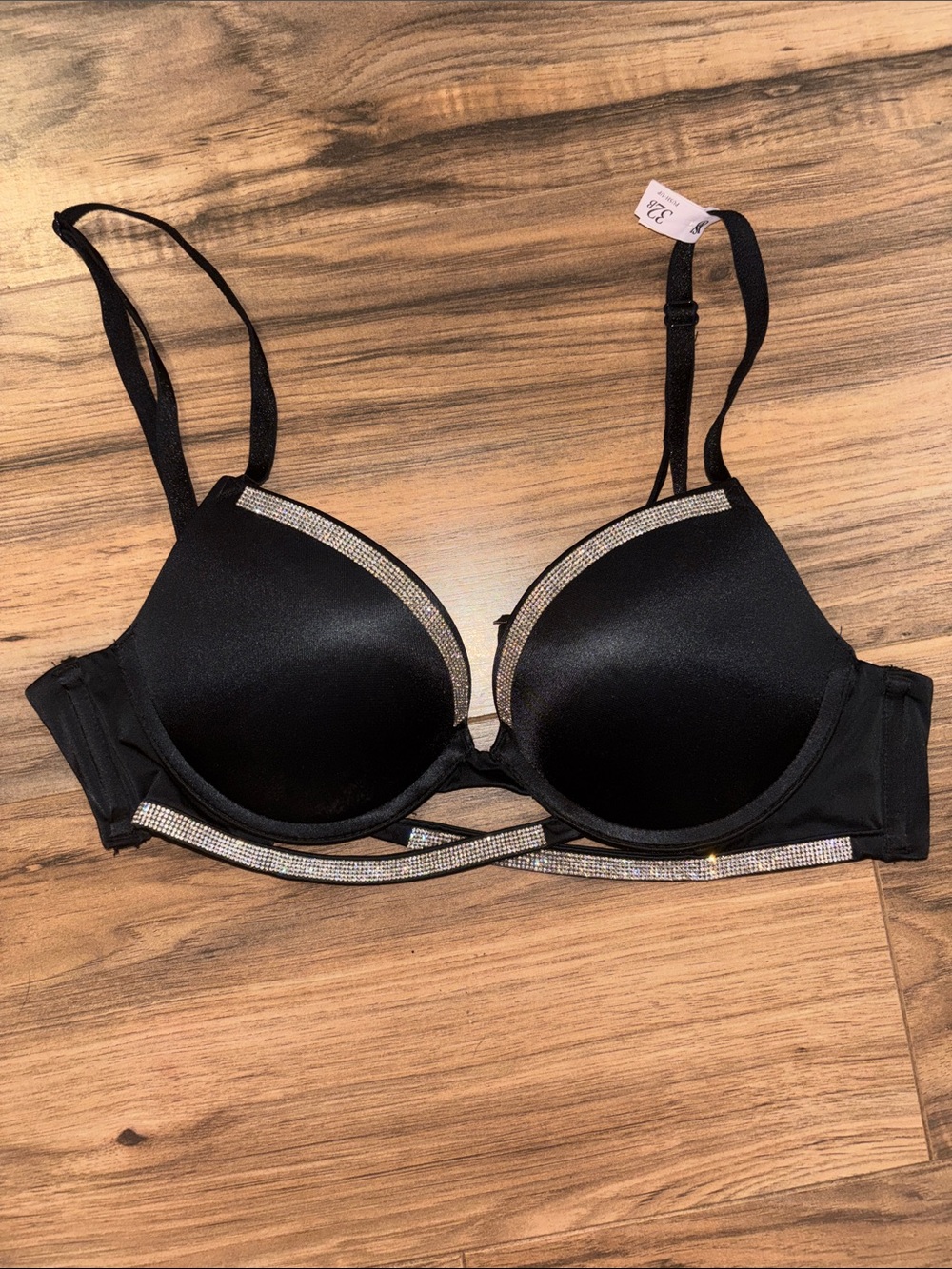 Victoria’s Secret Black Rhinestone Push-Up Bra - Women Intimates